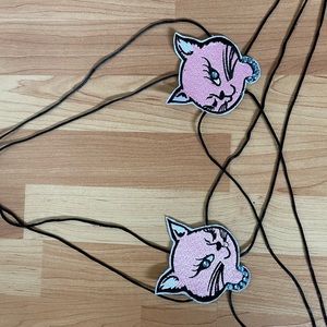 90’s Rave Cat Embroidered jeweled tie back bra top